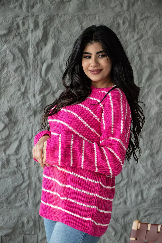 Striped pullover fuchsia
