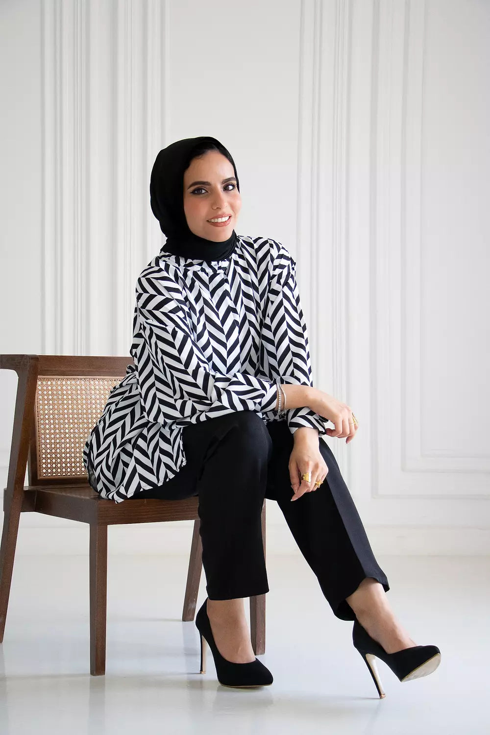 Black and white blouse