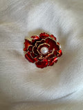 Red flower brooch