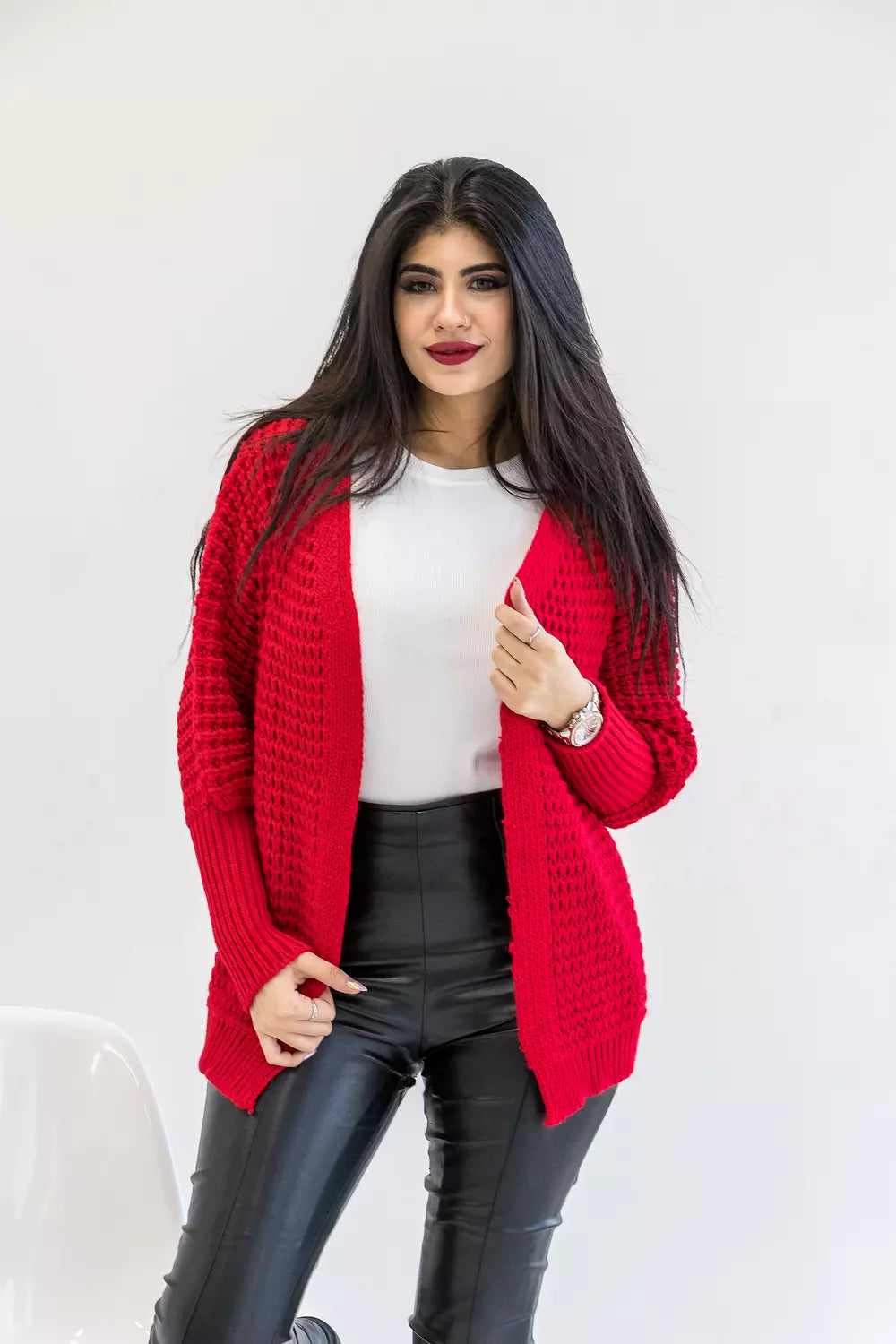 Wool knitting cardigan