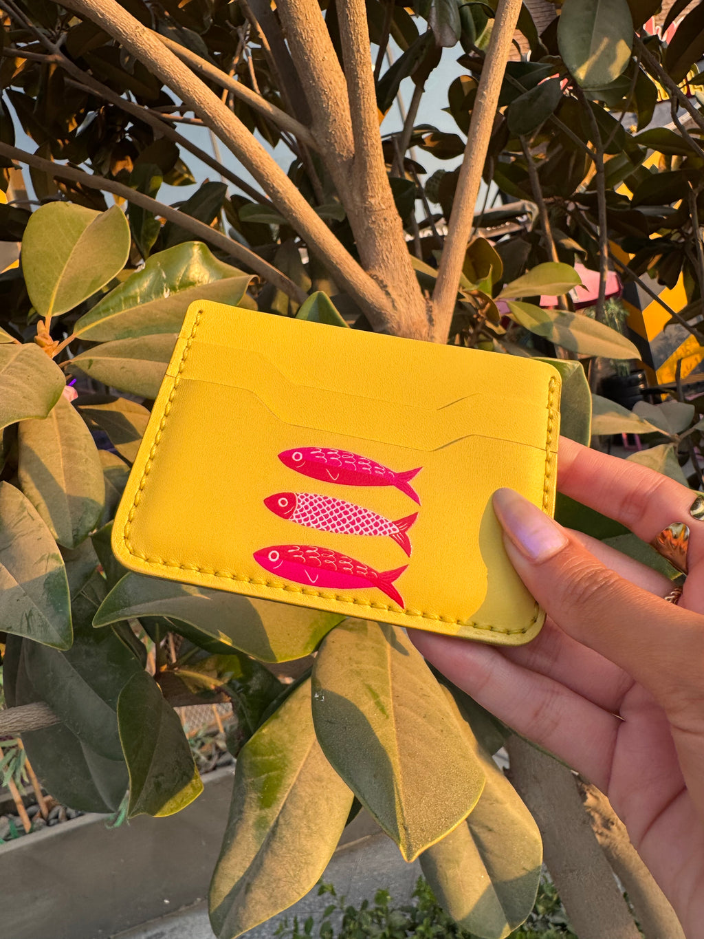 Red fish card holder