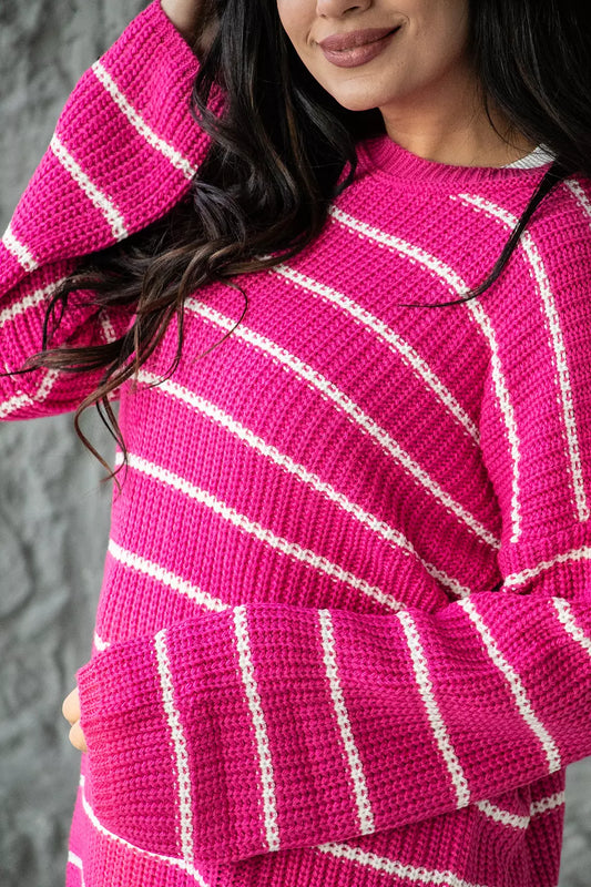 Striped pullover fuchsia