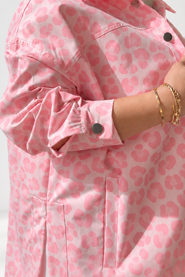 Pinky leopard gabardine jacket