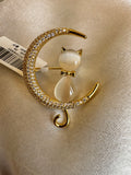 Moon cat brooch