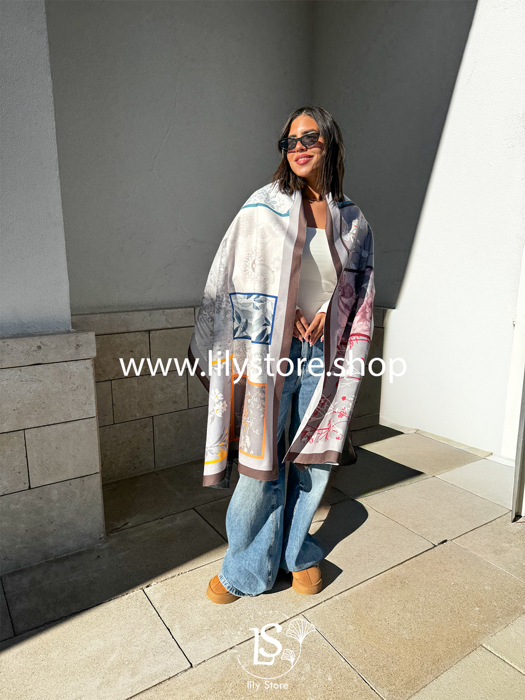 Soft gray rectangle scarf