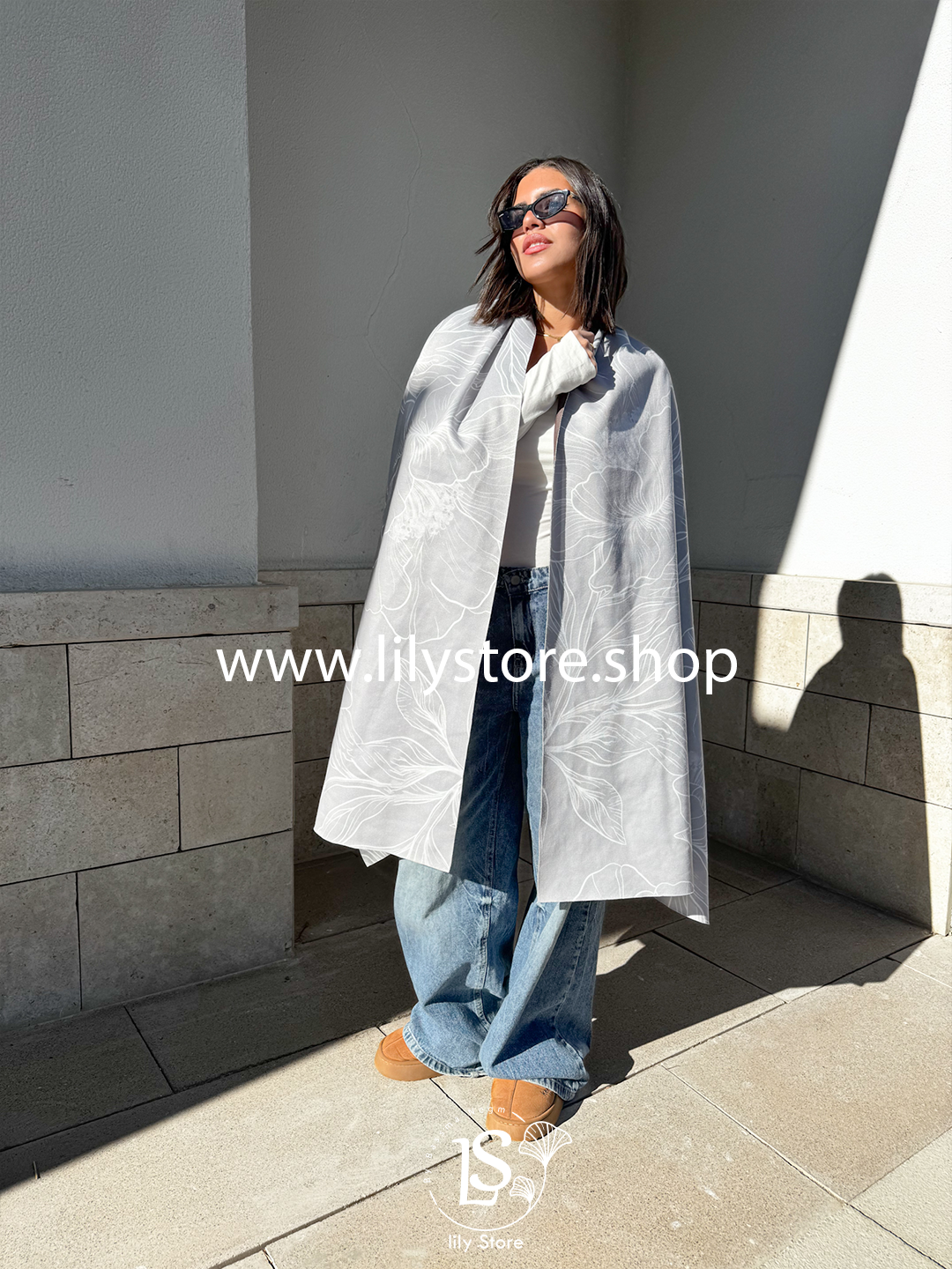 Soft gray rectangle scarf