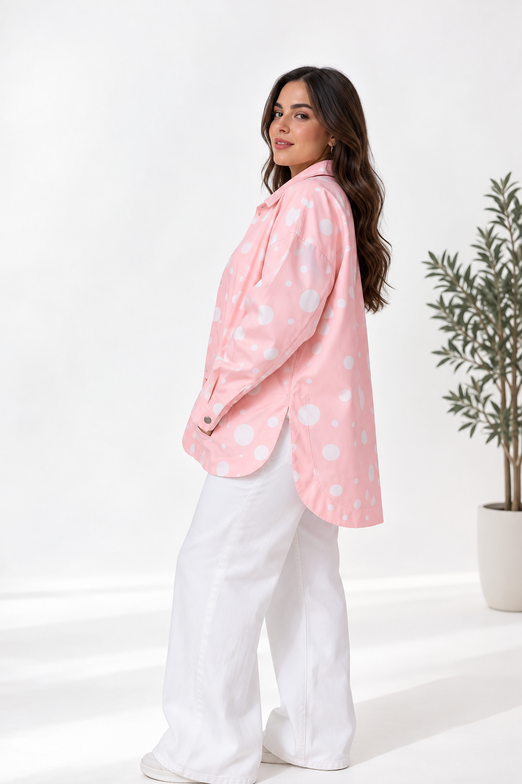 Polka dots gabardine jacket