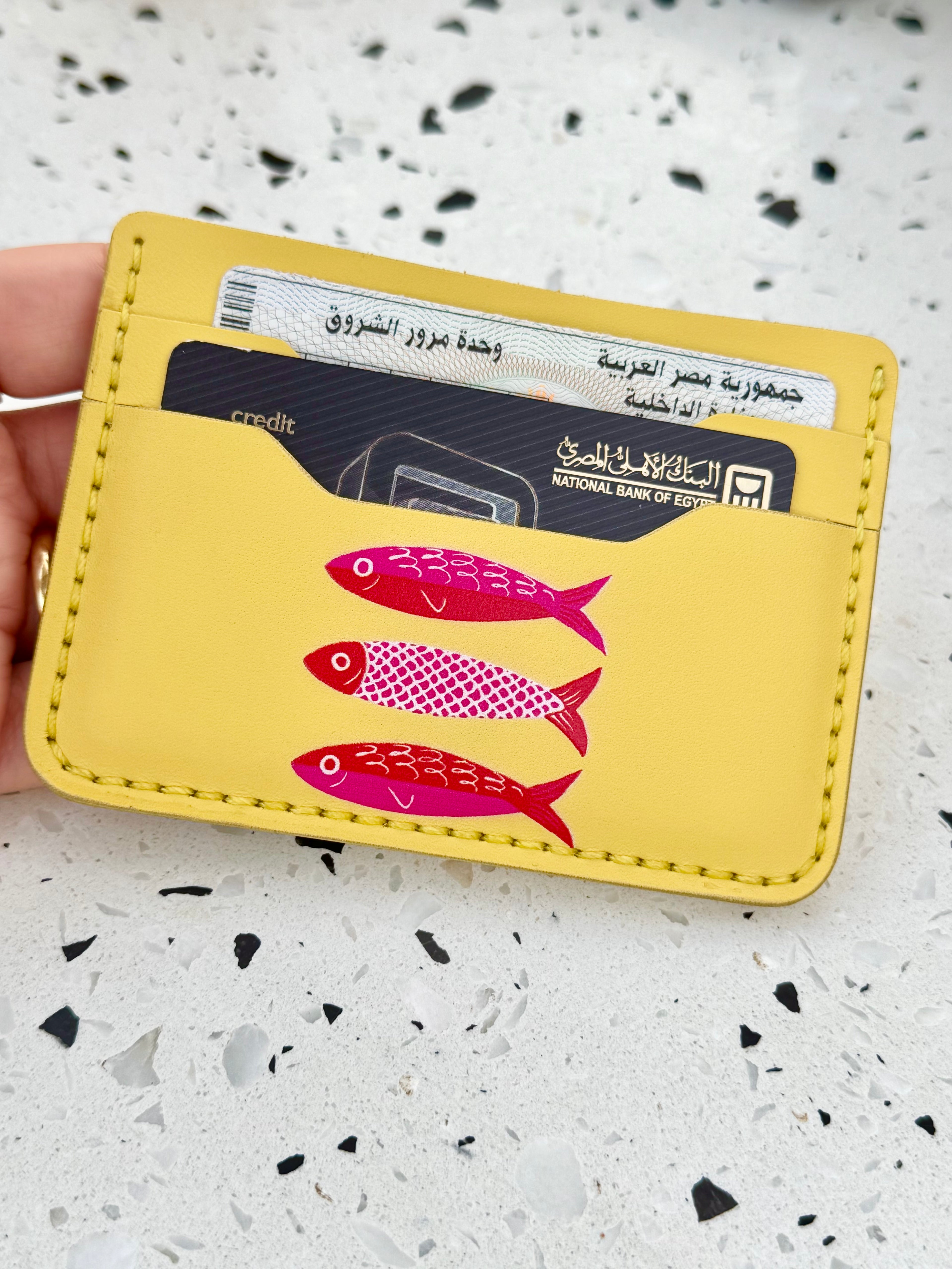Red fish card holder