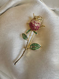 Pink rose brooch