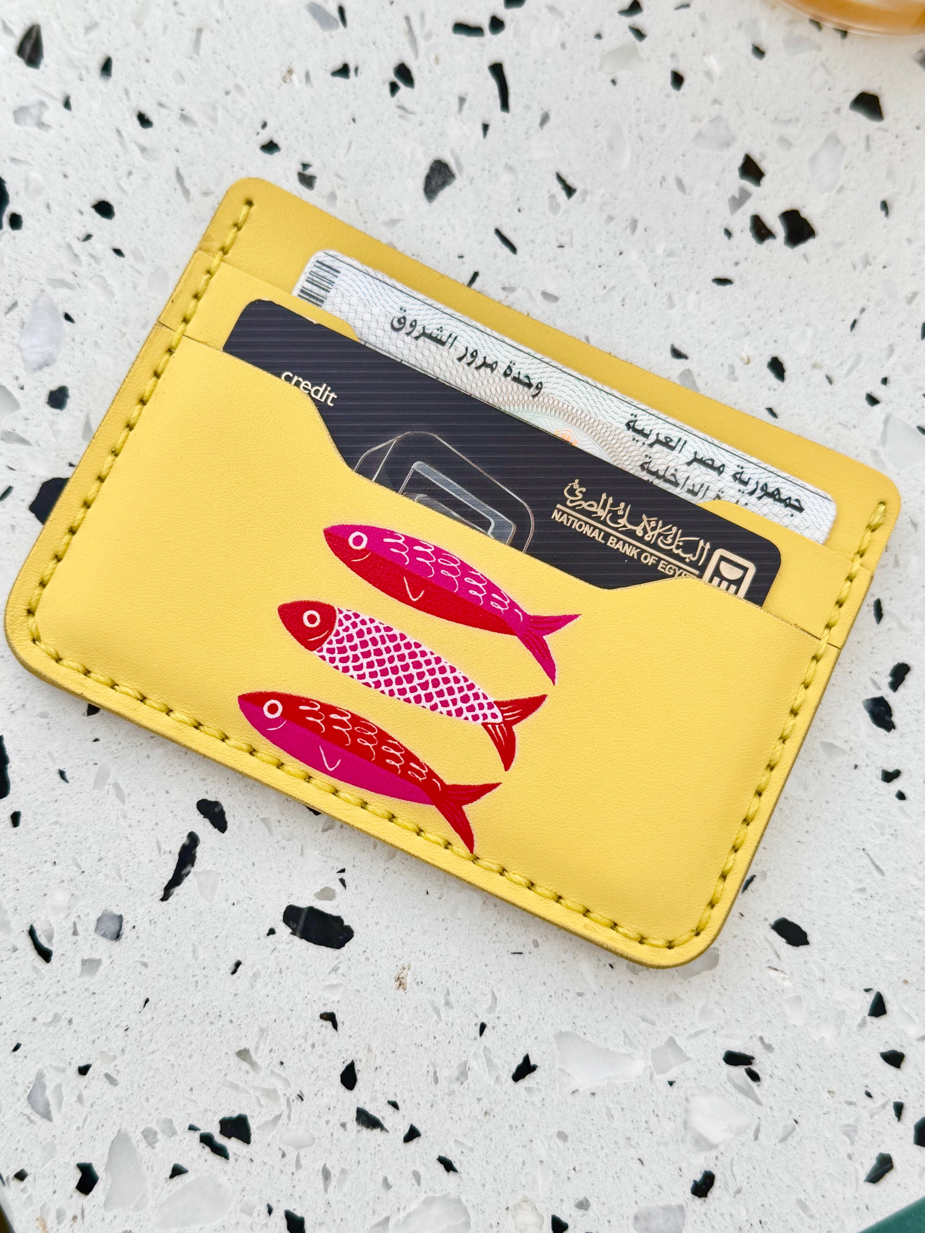Red fish card holder