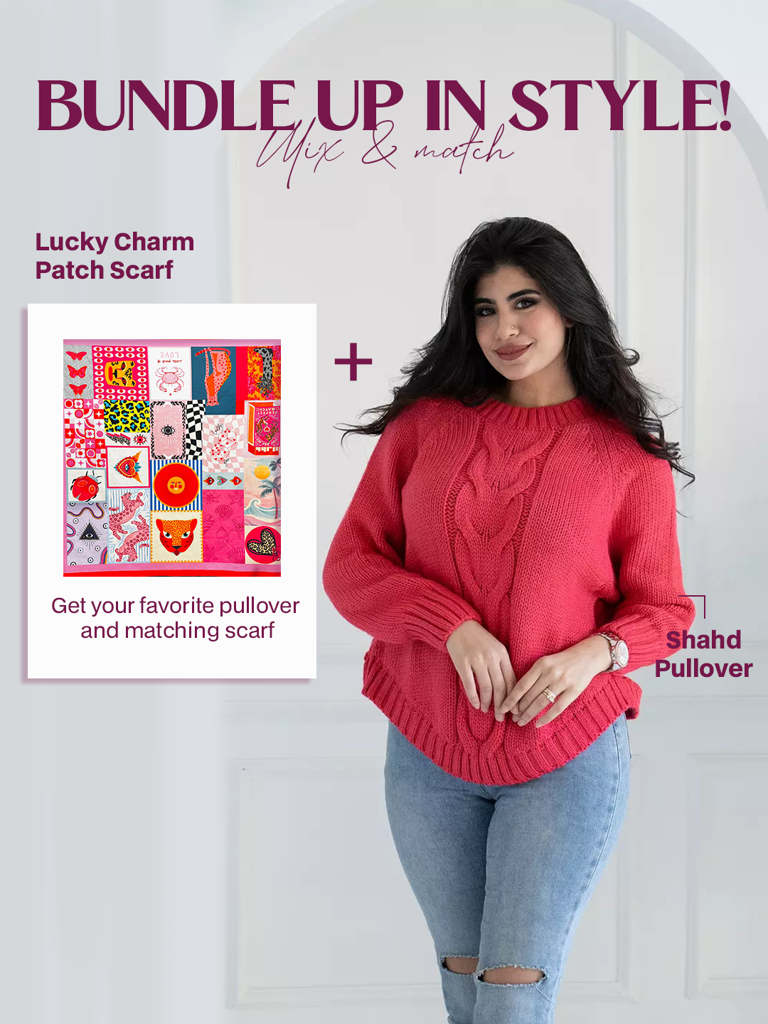 SHAHD Pullover + Funky Stripes Scarf