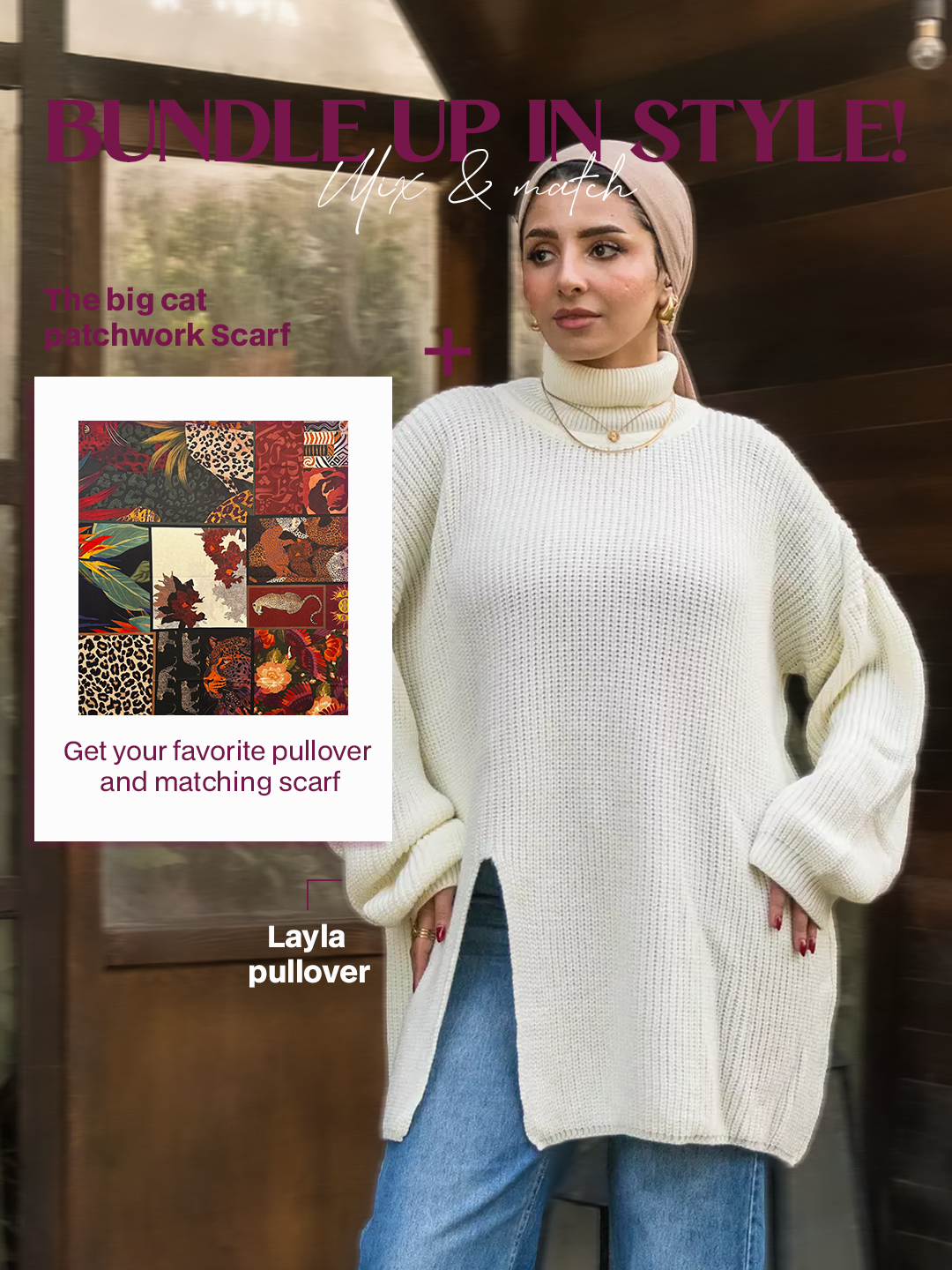 Layla pullover + The Big Cat Patchwork Scarf