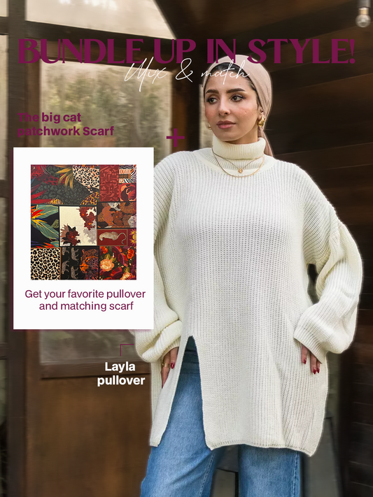 Layla pullover + The Big Cat Patchwork Scarf