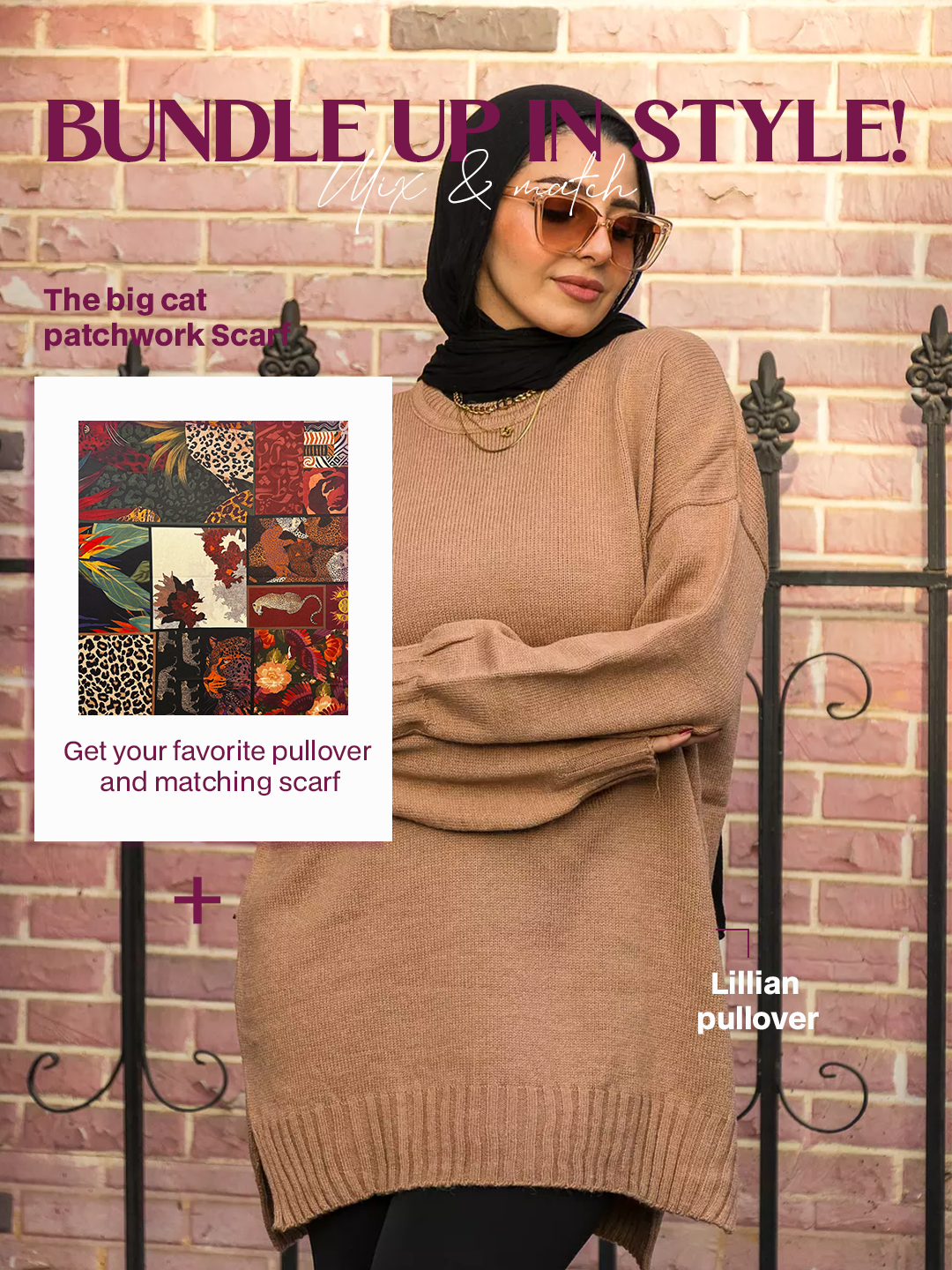 Lillian pullover + The Big Cat Patchwork Scarf