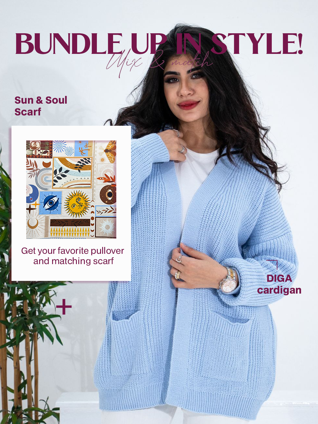 Diga Cardigan + Sun & Soul Scarf