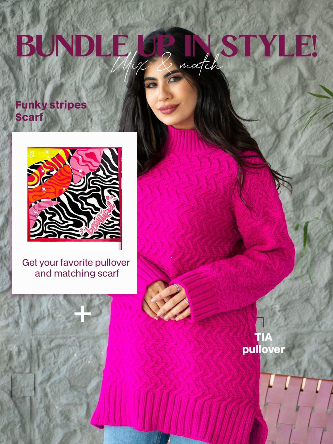 Tia pullover + Funky Stripes Scarf