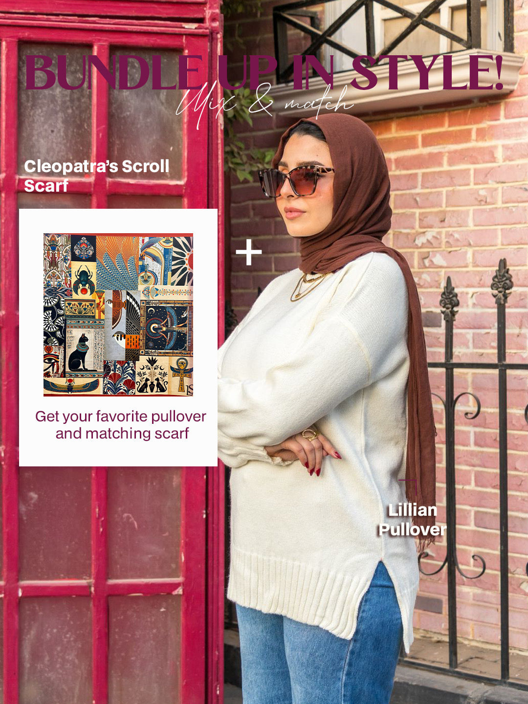 Lillian pullover + Cleopatra's Scroll Scarf