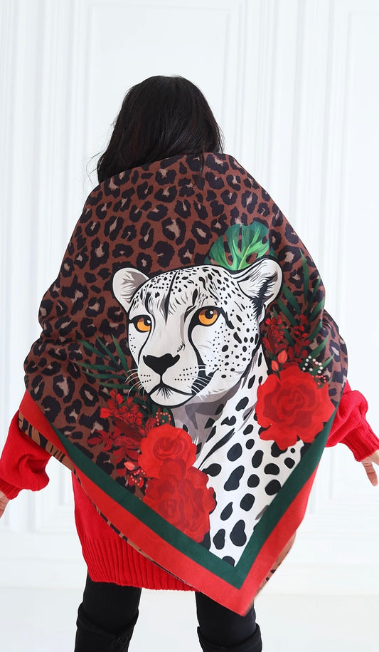 Lillian pullover + Red Panthera Scarf