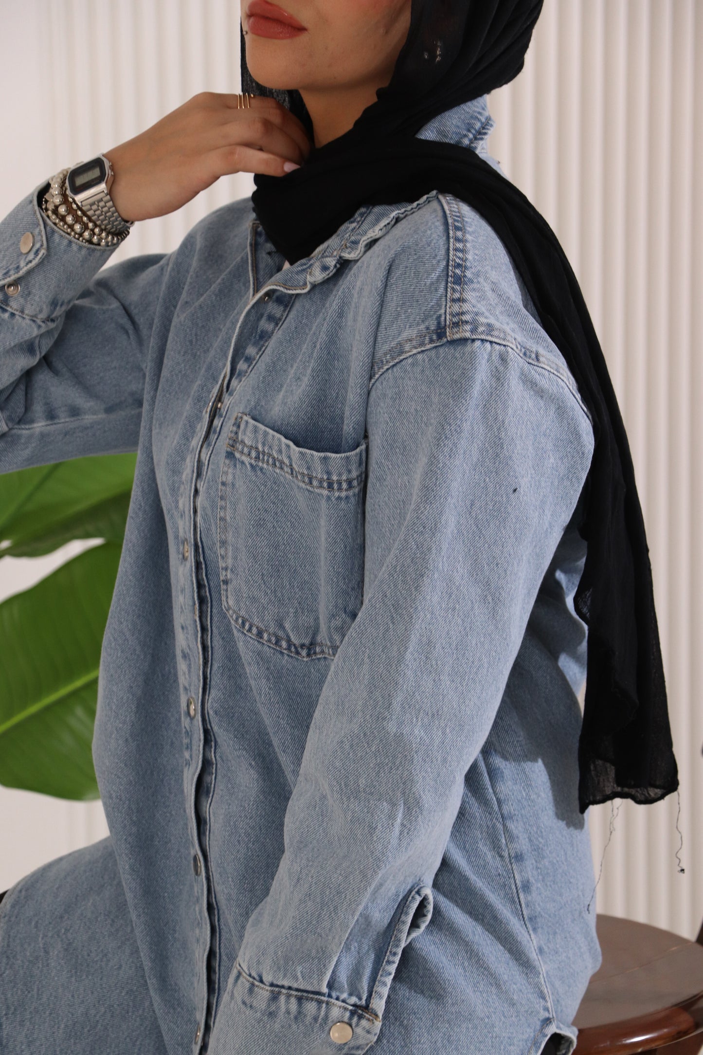 Denim long shirt