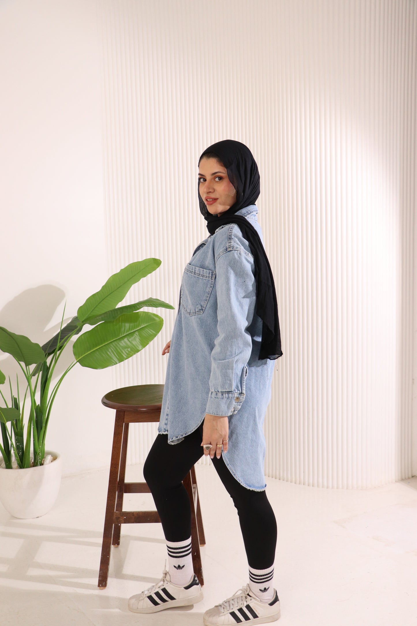 Denim long shirt