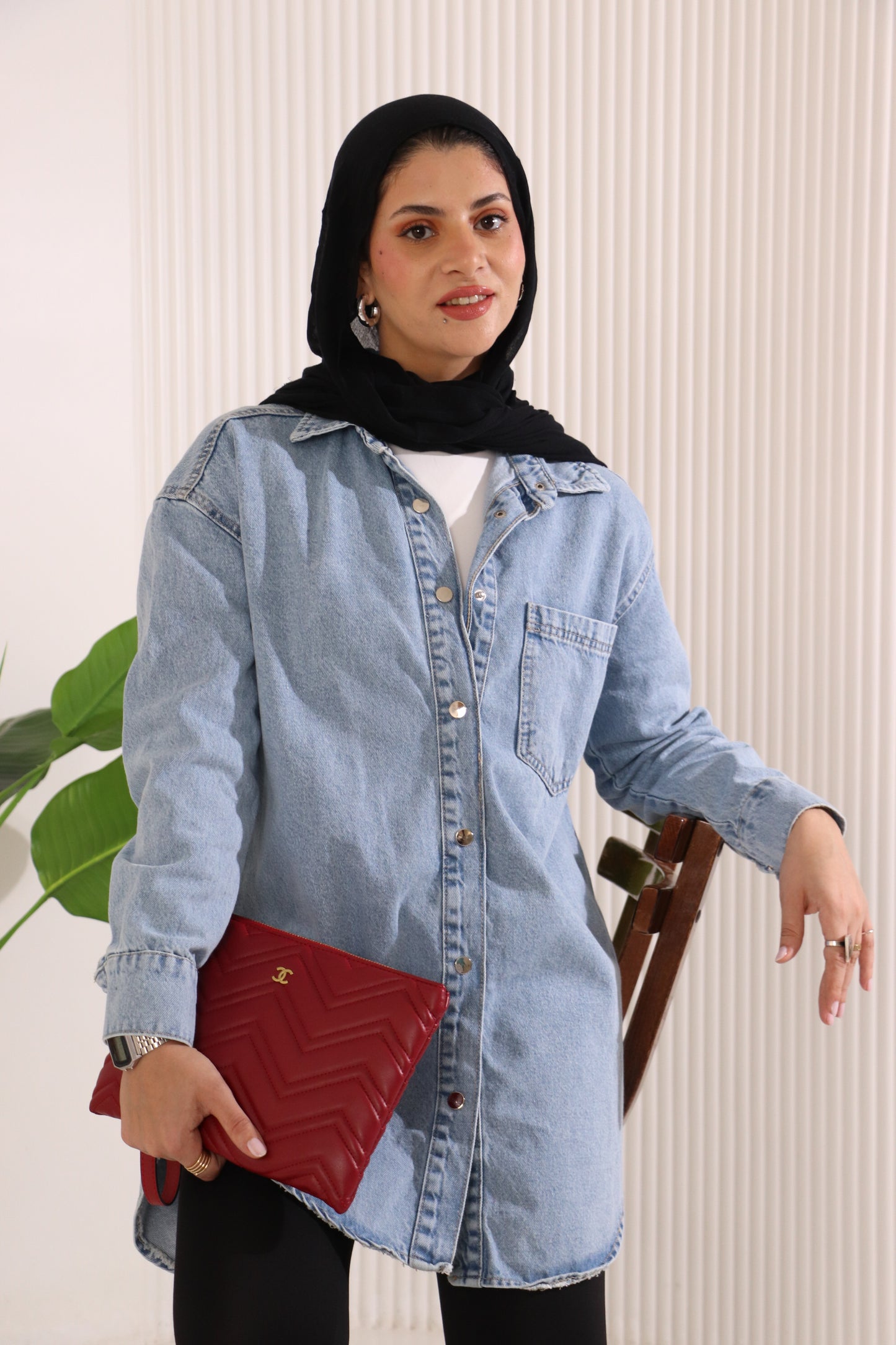 Denim long shirt
