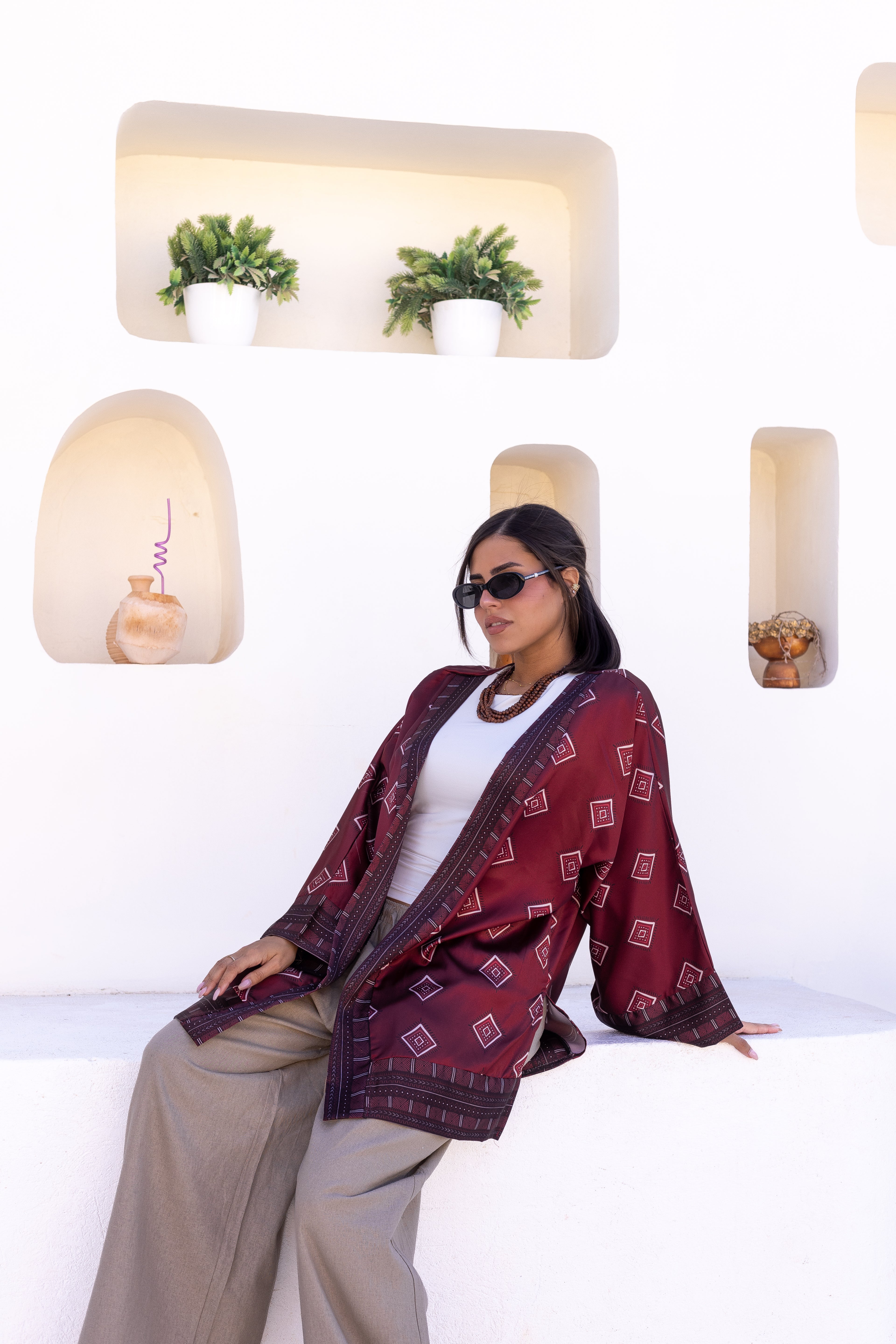 Burgundy Bloom Kimono