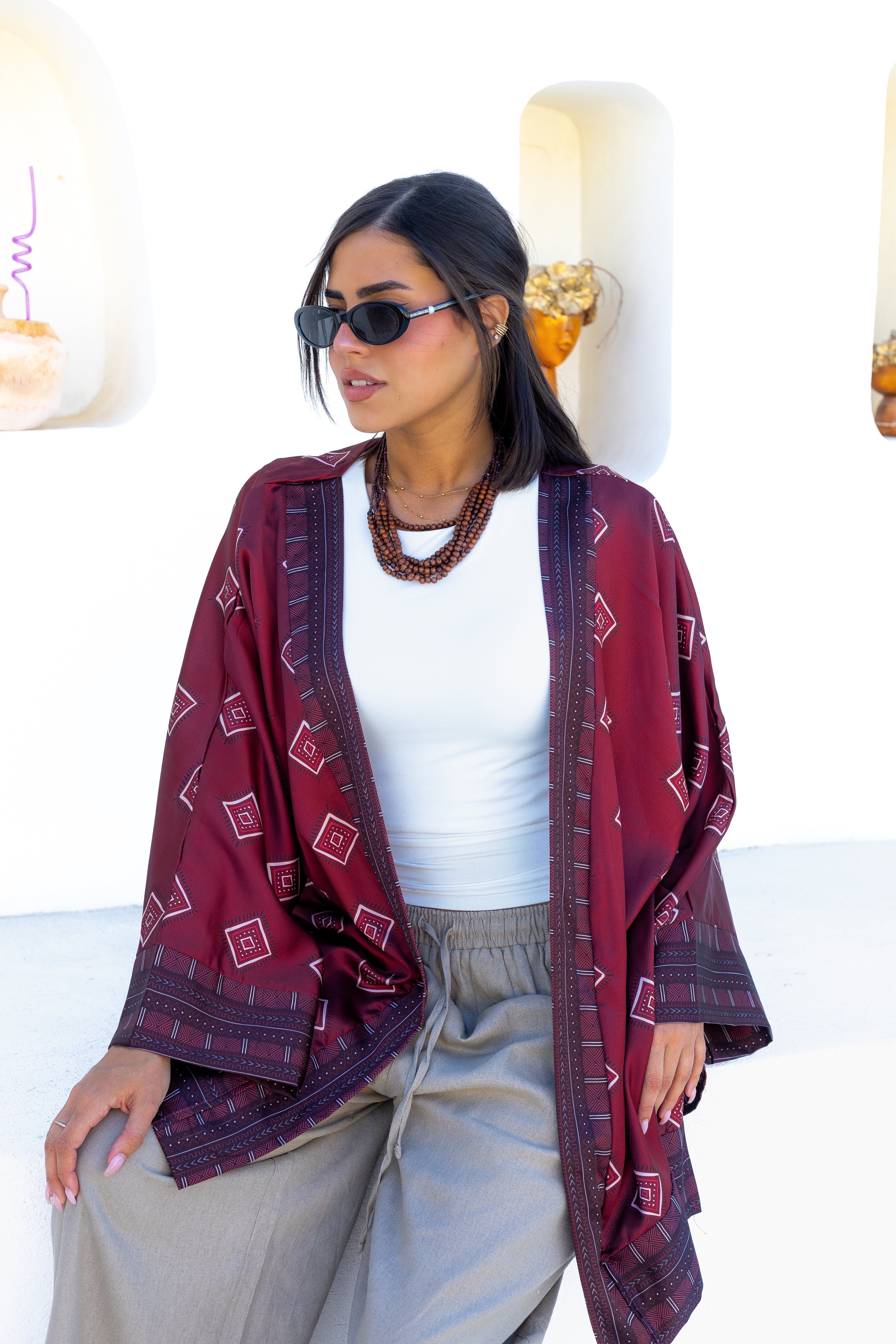 Burgundy Bloom Kimono