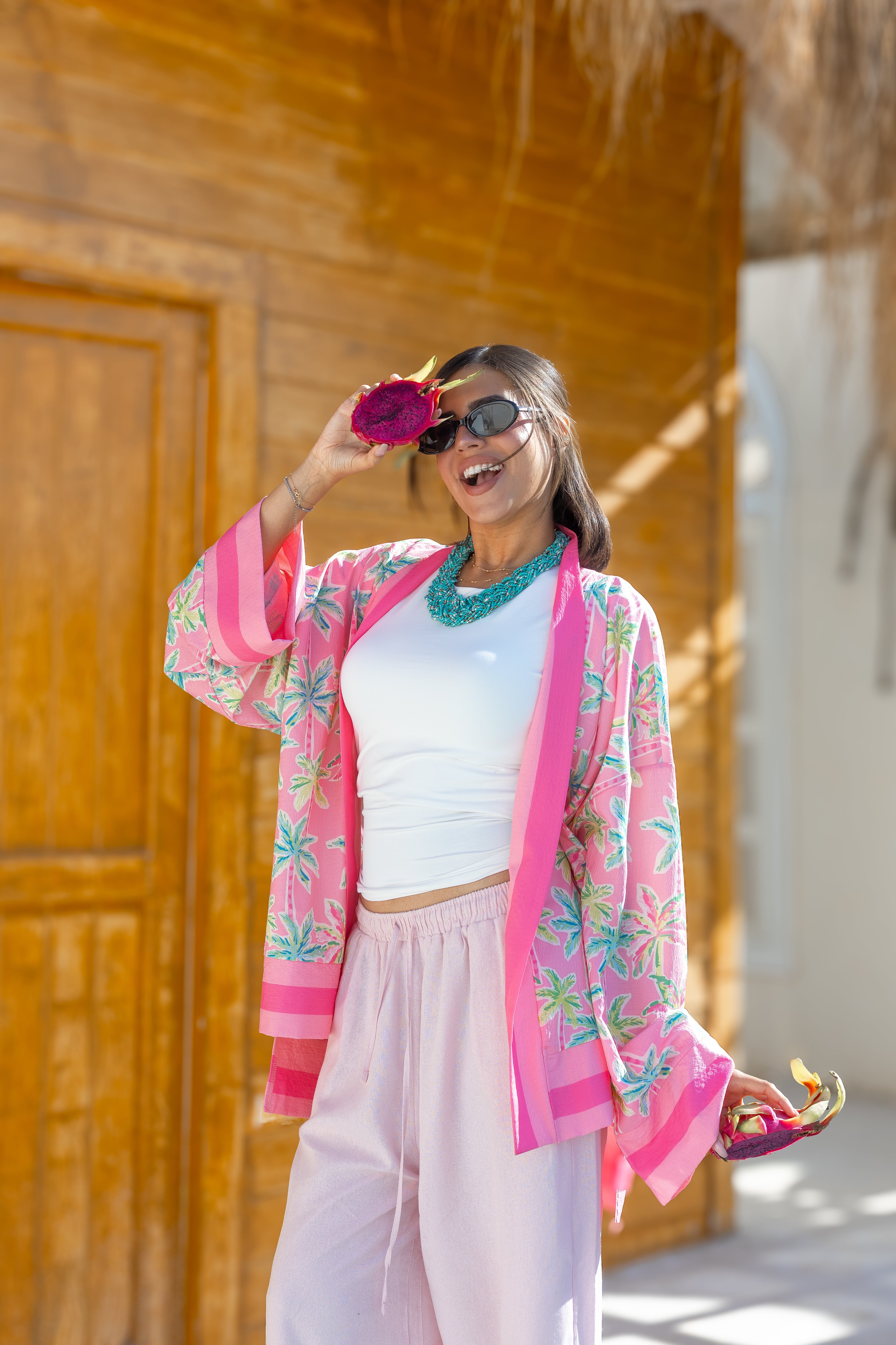 Tropical pink cardigan