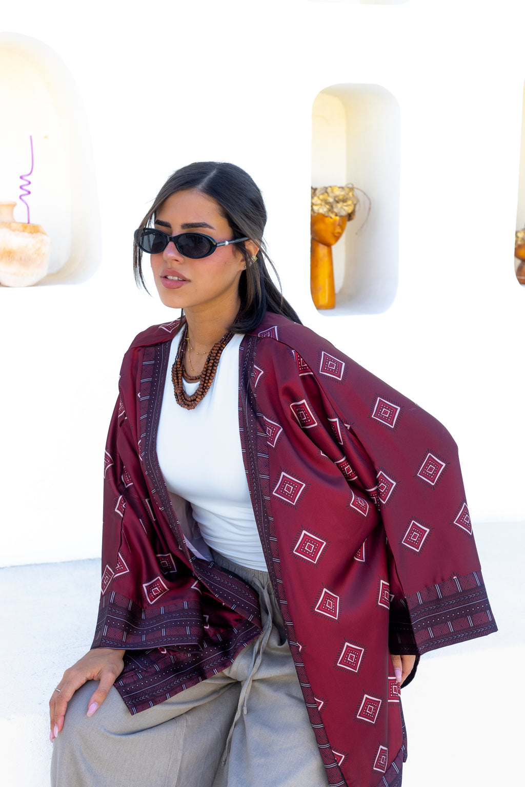 Burgundy Bloom Kimono