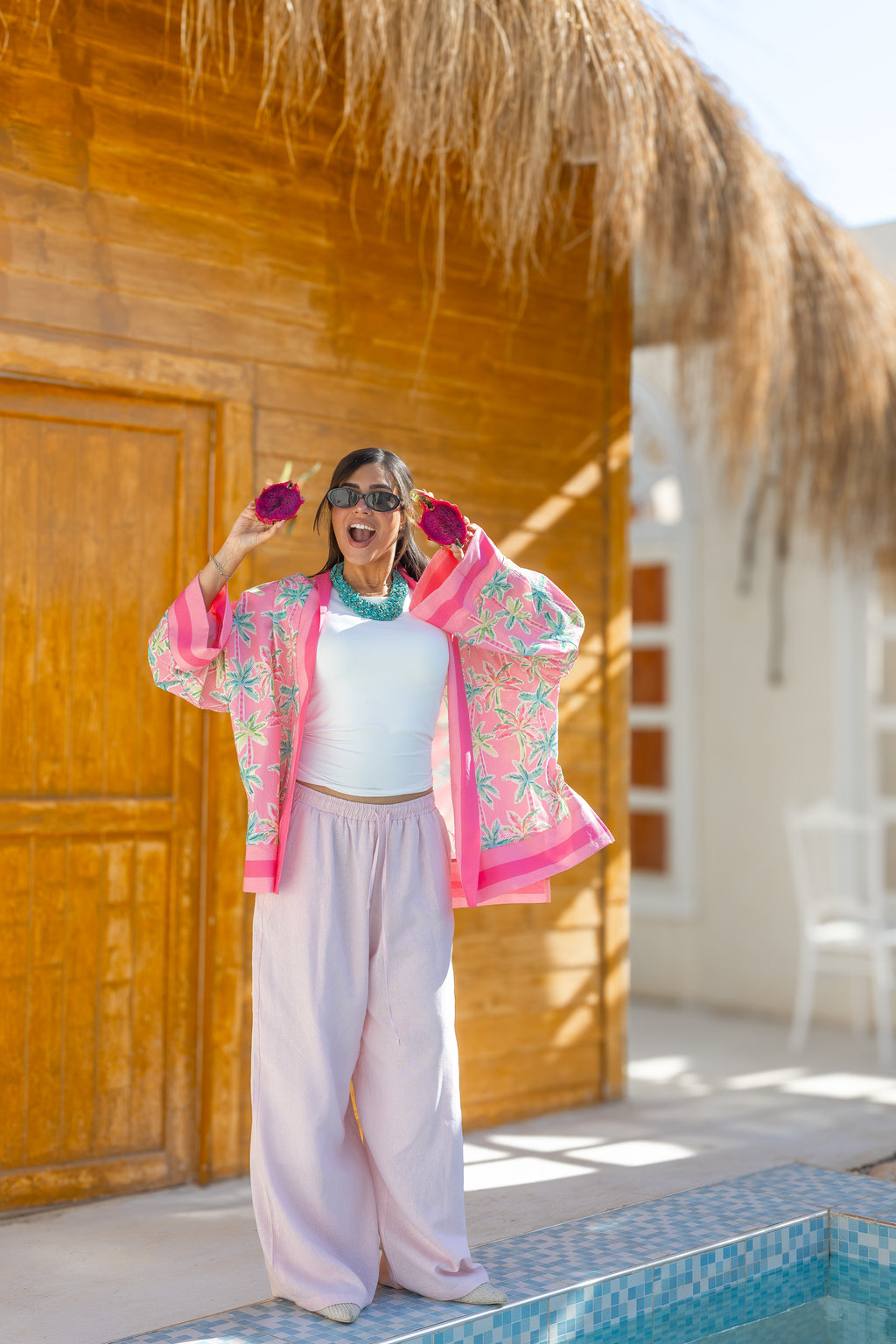 Tropical pink cardigan