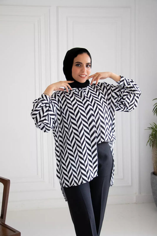 Black and white blouse