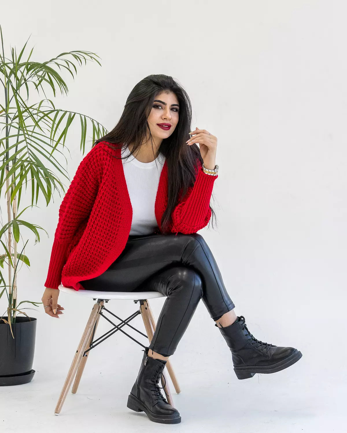 Wool knitting cardigan