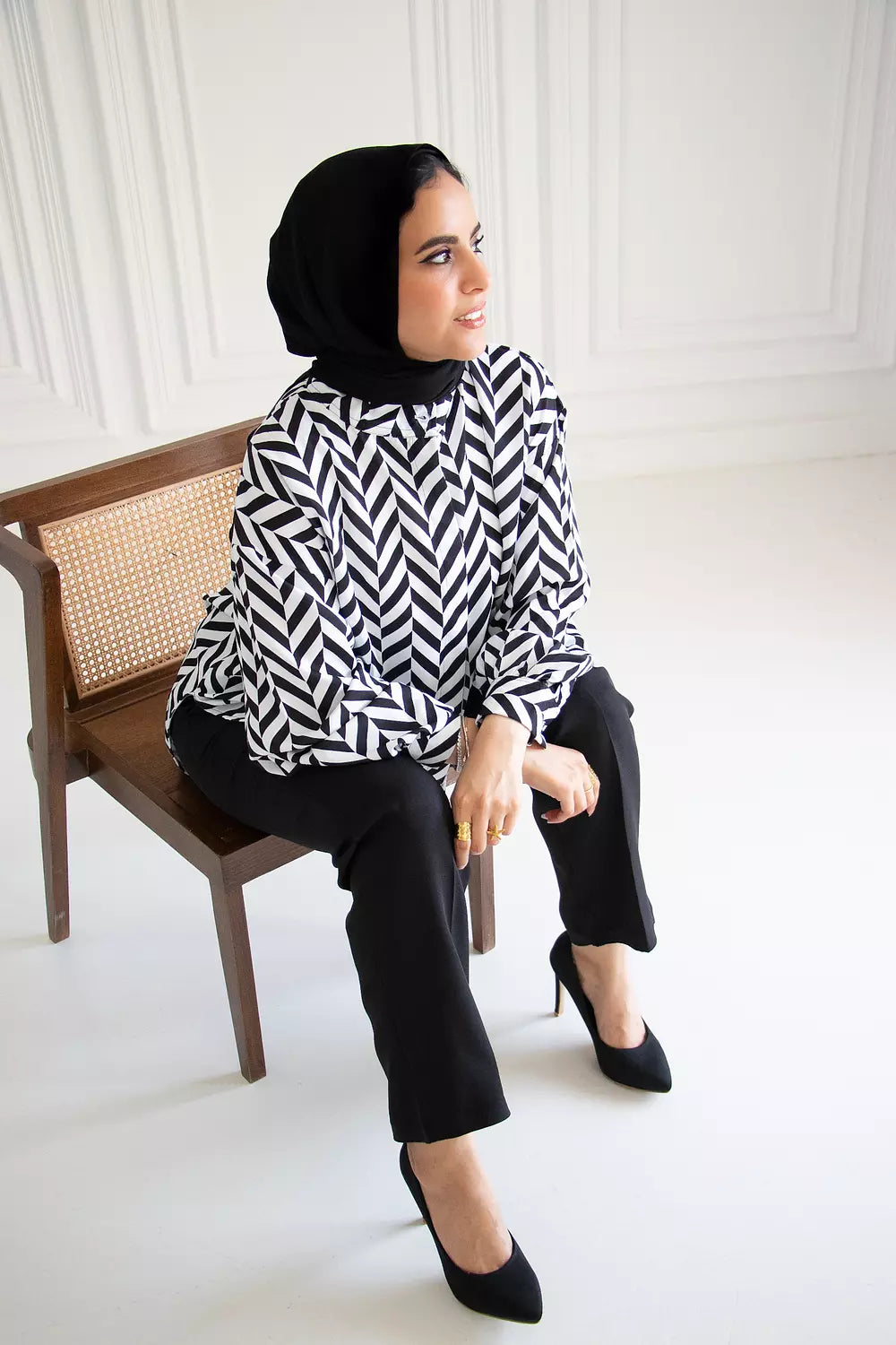 Black and white blouse