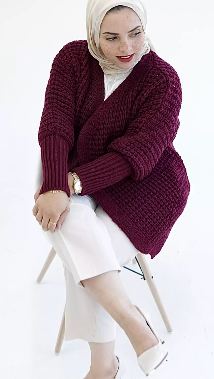 Wool knitting cardigan