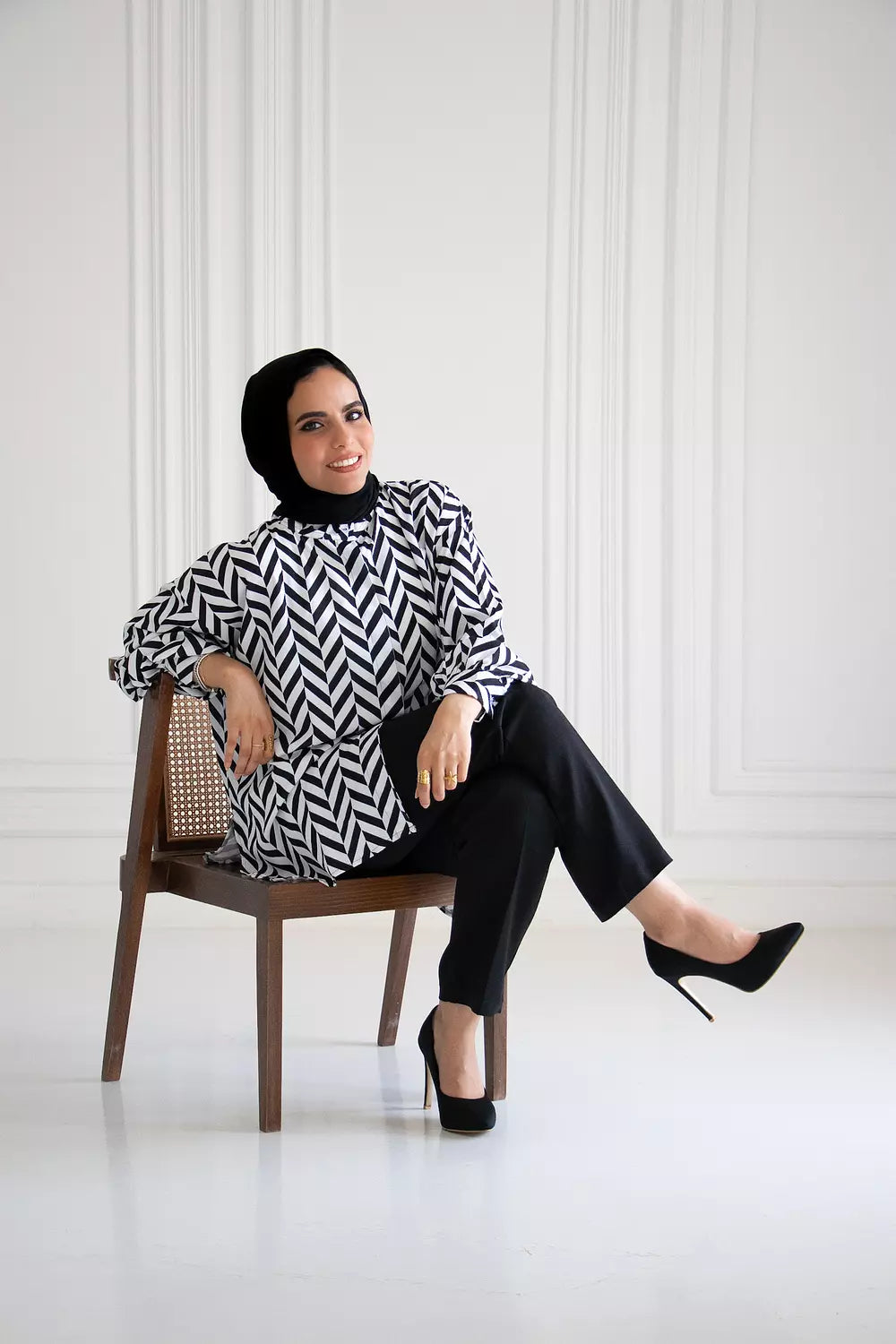 Black and white blouse