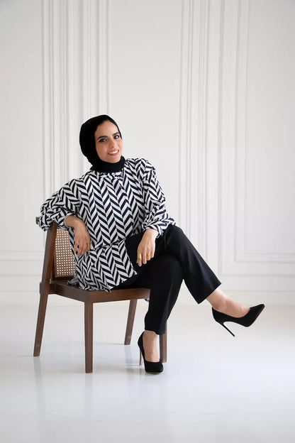 Black and white blouse