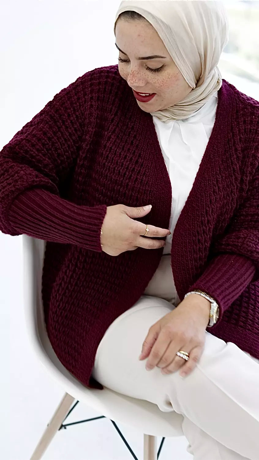 Wool knitting cardigan